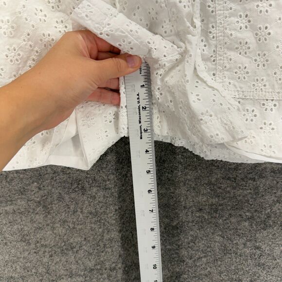 Loft Shorts Women M Medium White Floral Embroidered High Rise Chino Drawstring - Picture 5 of 8